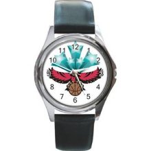 Atlanta Hawks Unisex Silver-Tone Round Metal Watch 02