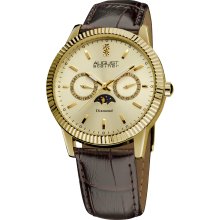 August Steiner Men's Swiss Quartz Multifunction Diamond Strap Watch