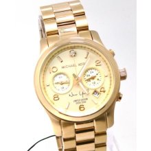 Auth Michael Kors Watch Women's Chron Runway Gold-tone Mk5662 Limited Edition