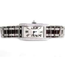 Authentic Cartier Tank Americaine White Gold Diamonds Watch