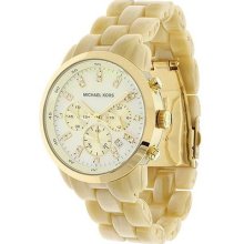 Authentic Michael Kors Ladies Oversize Horn Acrilic Chronograph Watch Mk5217