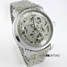 Automatic Mechanical Hollow Skeleton Case Fashion Business Men Wrist Watch