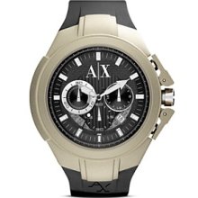 AX Armani Exchange Black/Tan Men's Black Silicone Watch with Tan