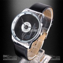 Bariho Black Leather Musical Tone Lady Quartz Wristwatch Stainless S