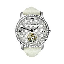 BCBGMaxazria Crystal Collection White Leather Silver Dial Women's watch #BG6208