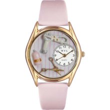 Beautician Female Pink Leather And Goldtone Watch #C0630007