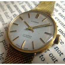 Beautiful Gold Plated Women's Vintage F Hinds Cocktail Dress Watch