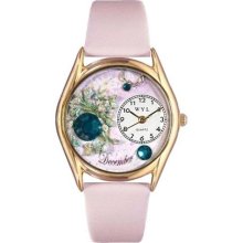 Birthstone: December Pink Leather And Goldtone Watch ...