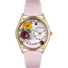 Birthstone: October Pink Leather And Goldtone Watch #C0910010