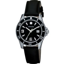 BLACK DIAL LEATHER WATCH - NA 6