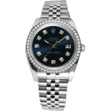 Black diamond dial bezel rolex date just perpetual stainless steel jubilee