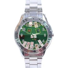 Blackjack Poker Table Casino Stainless Steel Analogue Watch