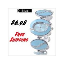 Blue - Stylish Quartz Bracelet Wrist Watch with Rhinestones for Girl