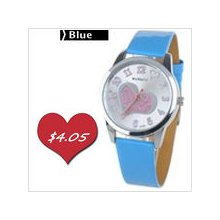 Blue Trendy Quartz Wrist Watch with Leatherette Strap