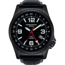 Bnib Torgoen Swiss T5 Mens Pilot Watch Black Dial 42mm Case T05104