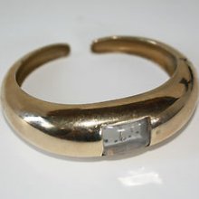 Bold Gold Vintage 1940s Wrist Watch Bracelet Cuff