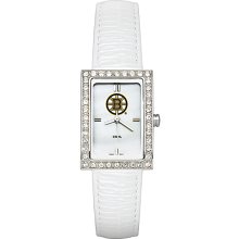 Boston Bruins Ladies Allure Watch White Leather Strap