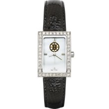 Boston Bruins Women's Black Leather Strap Allure Watch