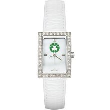 Boston Celtics Women's White Leather Strap Allure Watch