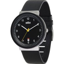 Braun Men's Quartz Watch With Black Dial Analogue Display And Black Leather Strap Bn0032bkslbkg