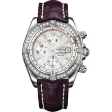 Breitling Chronomat Stainless Steel Diamonds A1335653/A570-croco-burgundy-tang