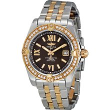 Breitling Cockpit Black Dial Diamond Bezel Two Tone Ladies Watch C7135653-B904TT