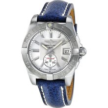 Breitling Galactic 36 Automatic Silver Dial Blue Leather Ladies Watch A3733011-G706