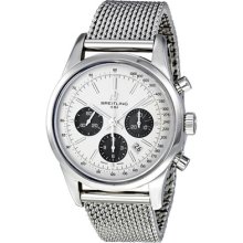 Breitling Transocean 01 Automatic Chronograph Silver Dial Stainless Steel Mens