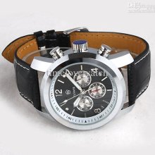 Bulk Lots 4pcs Black Dial Day Date 24hour Leather Strap Mechanical A