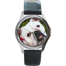 Bulldog Custom Watch Leather Band Mens Photo Watch