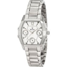 Bulova 96p127 Women's Diamond Stainless Steel Band White Dial Watch