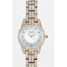 Bulova Crystal Mother Of Pearl Rose Gold Ladies` Watch