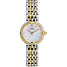 Bulova Dress Petite Classic Ladies Watch Two Tone Stainless Steel Bracelet