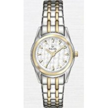 Bulova Gold & Silver Curved Crystal Stainless Steel Watch