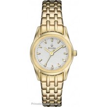 Bulova Goldtone Essentials Ladies' Watch Silver/White Dial 97L111