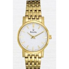 Bulova Ladies` Gold-tone Stainless Steel Round Dial Dress Watch