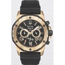 Bulova Marine Star Stainless Steel Black & Rose-gold Chronograph Watch