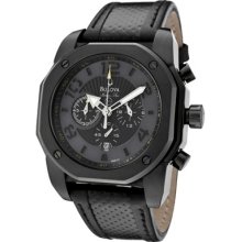 Bulova Watches Men's Marine Star Chronograph Black Textured/Grey Dial