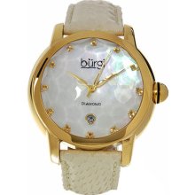 Burgi Bur014w Diamond Swiss Date White Strap Womans Watch