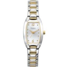 Caravelle By Bulova Ladies` 2-tone Tonneau Dial Bracelet Watch