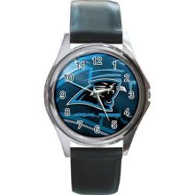 Carolina Panthers 03 Round Metal Watch