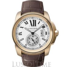 Cartier Calibre Large 18K Pink Gold White Men's Watch - W7100009