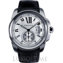 Cartier Calibre Large Stainless Steel White Men's Watch - W7100037