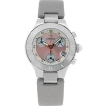 Cartier Chronoscaph Silvered Pink Sunburst Dial Chronograph Ladies Watch W1020012