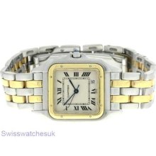 Cartier Panthere 2 Row Gold Steel Unisex Watch