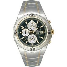 Casio Mens Edifice Chronograph Stainless Watch - Silver Bracelet - Black Dial - EF514SG-1AV