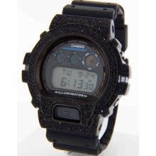 Casio Men's Iced Out All Black Custom Set 2.5ct Cz G-shock Watch