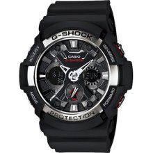 Casio Shock Black Large Silver Bezel Ga200-1