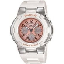 Casio Women's Baby-G BGA110-7B2 White Resin Quartz Watch with Pink Dial