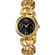 Casio Women's Core LTP1350G-1A Gold Gold Tone Stainles-Steel Quartz Watch with Black Dial